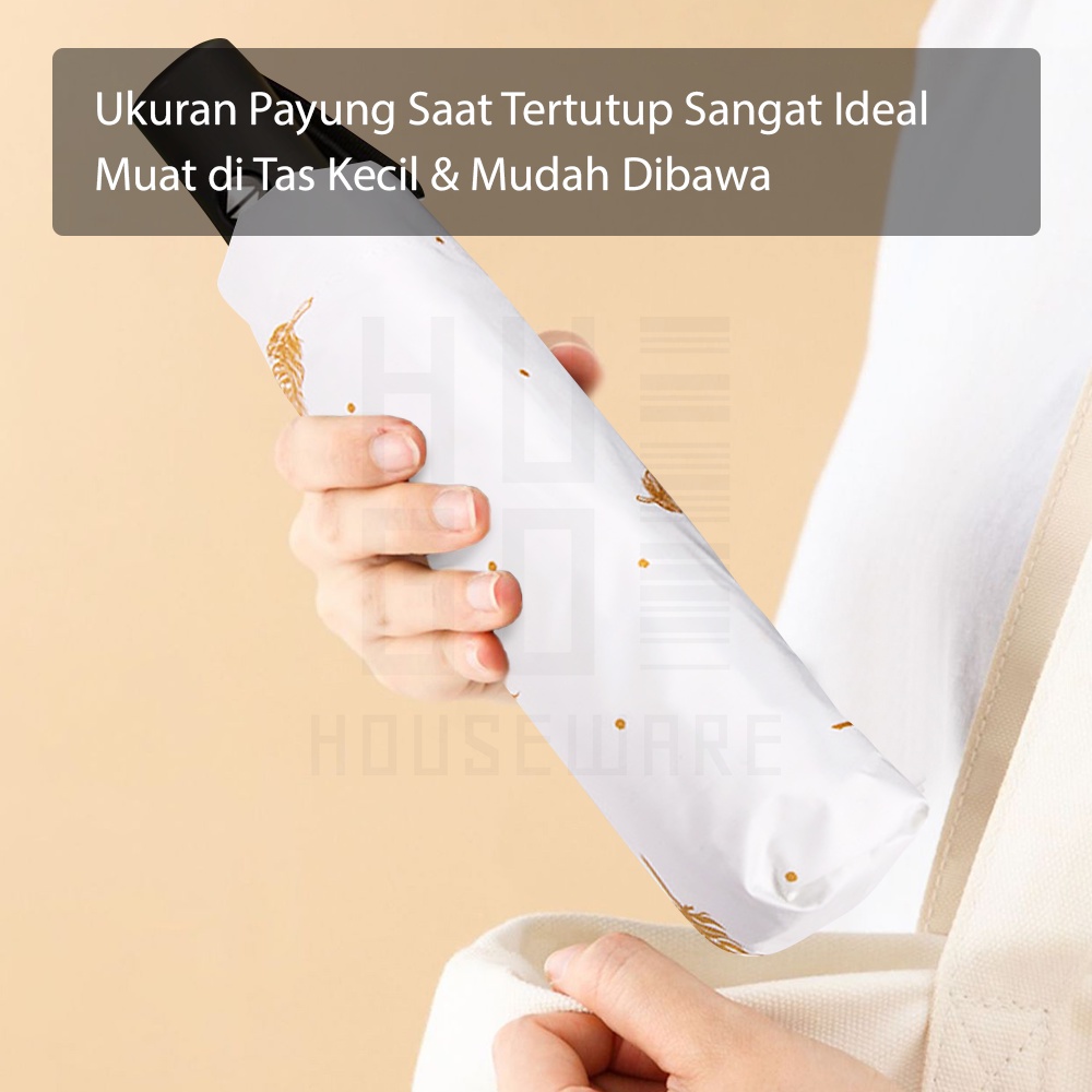 HUGO Payung Lipat Otomatis Buka Tutup Anti UV Protection Motif Feather Premium Quality