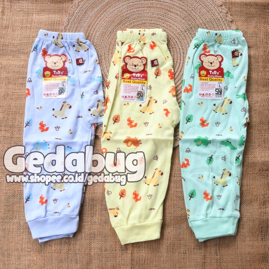 3 Pcs - Celana Panjang TARA Warna | Celana Bayi &amp; Anak motif Random | Gedabug