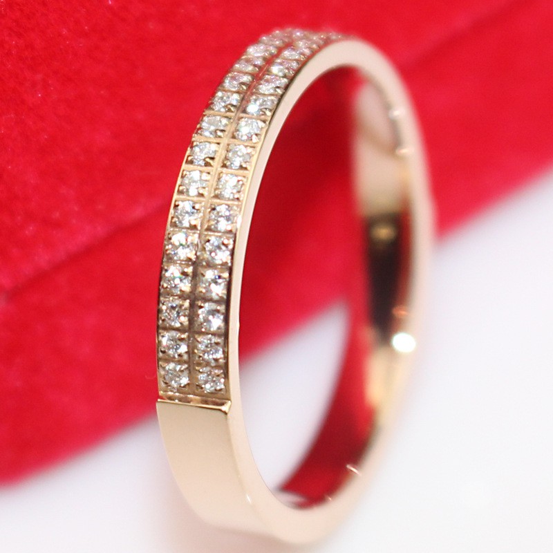 SALE / OBRAL Cincin Titanium Mini Korea Wanita fashion CK045 warna rose gold motif double permata