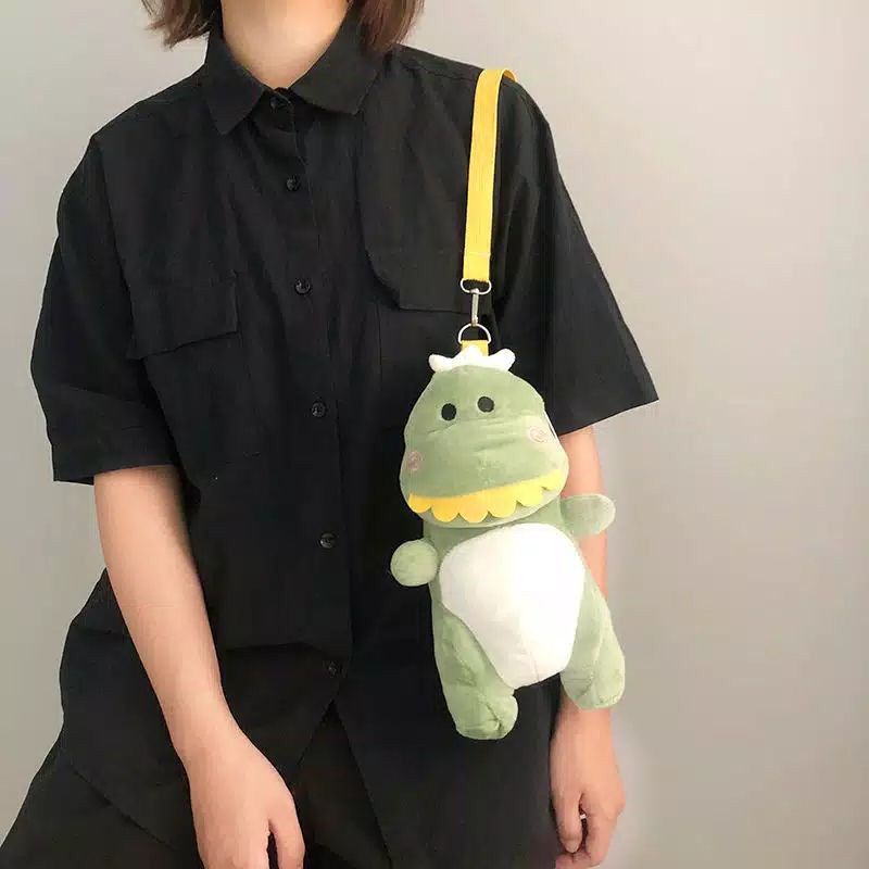 Tas Selempang bahu Wanita Motif Boneka Kartun Dinosaurus Lucu Korea Murah