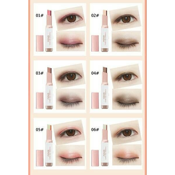 Promo Novo Eyeshadow Stick Duo Gradasi Ombre Korea Diskon