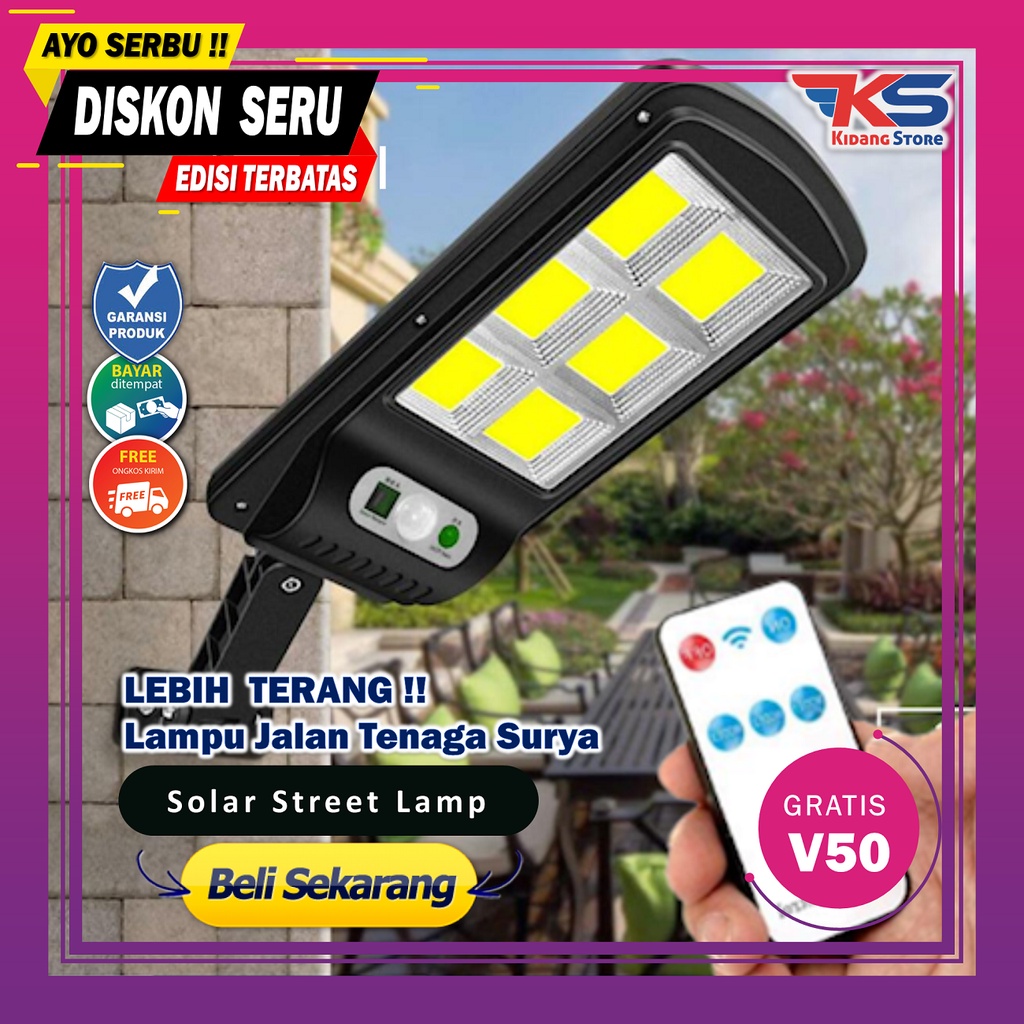 Lampu Jalan Tenaga Matahari 50W+Remote Lampu Tenaga Surya Tanpa Kabel Sensor Gerak Tahan Air Solar C
