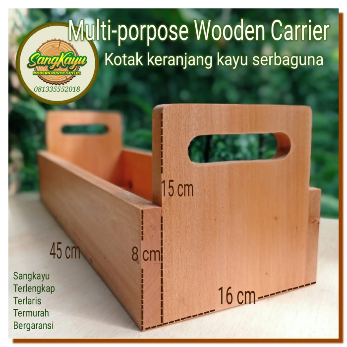 Wooden carrier rustic Multi-purpose 45x16x15 keranjang kayu serbaguna