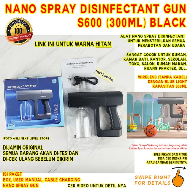 Desinfectan Spray Gun Nano S600 Desinfektan Fogging Portable - BLACK