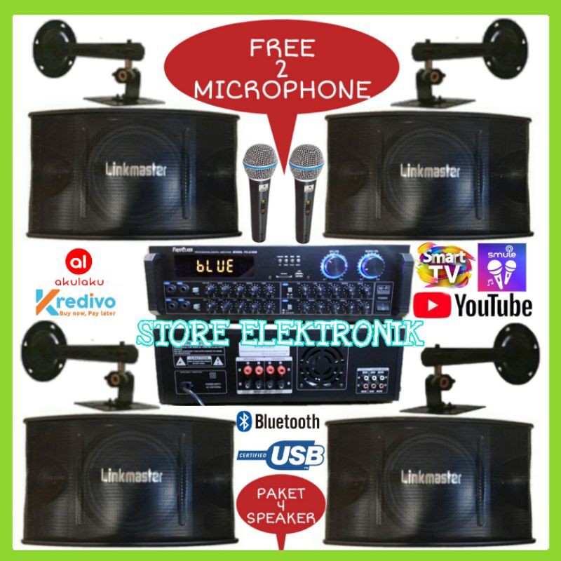 Promo 4 Pcs Paket Speaker LINKMASTER 10 INCH Ampli Karaoke Di Youtube