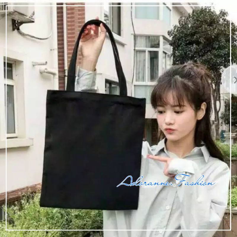 GROSIR TERMURAH..!!TOTE BAG HITAM POLOS CANVAS/SOUVENIR TOTEBAG