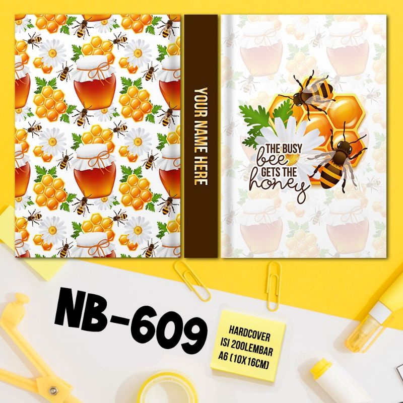 

Aneka Notebook custom A6 motif honey bee FREE TAMBAH NAMA