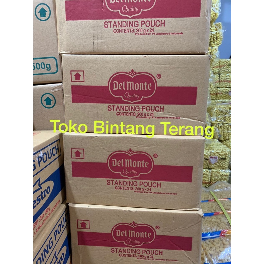 

Delmonte Saus Tomat 200 gr 1 Dus Karton isi 24 pcs / Del Monte Pouch
