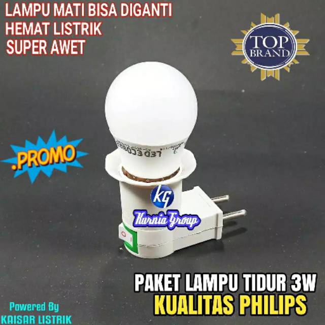 Paket Lampu Tidur Led 3watt Kualitas Philips Fiting Colok saklar Plus Lampu Mini 220v Hemat listrik