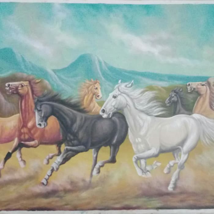 Lukisan Feng Shui Kuda Lari Pembawa Rezeki Rejeki 135x85 Kanvas Model6 Shopee Indonesia