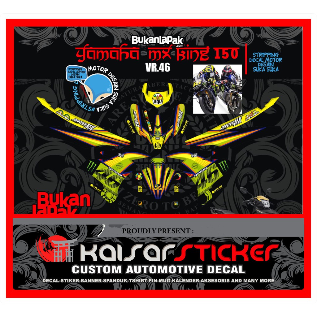 STICKER STRIPING MOTOR STICKER DECAL MOTOR JUPITER MX KING KONSEP HELM ROSSI FULL BODY