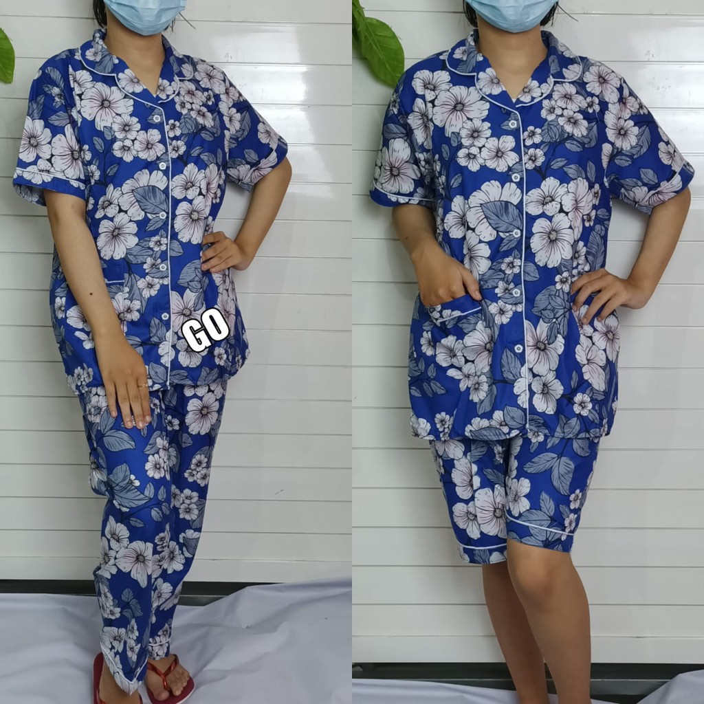 gof PIYAMA 3 IN 1 Pakaian Wanita Setelan Casual Santai Motif Original Bagus Lengan Pendek