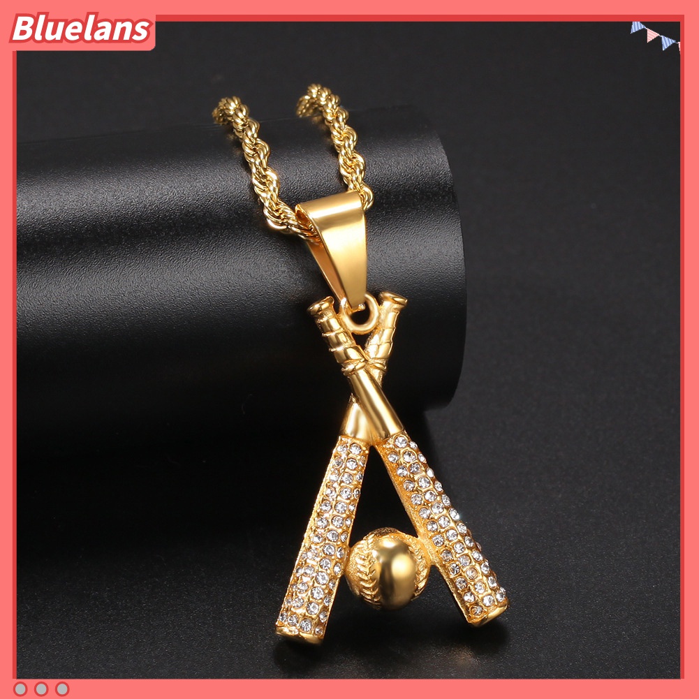 Kalung Liontin Bentuk Kelelawar Aksen Berlian Imitasi Gaya Hip Hop Untuk Pria