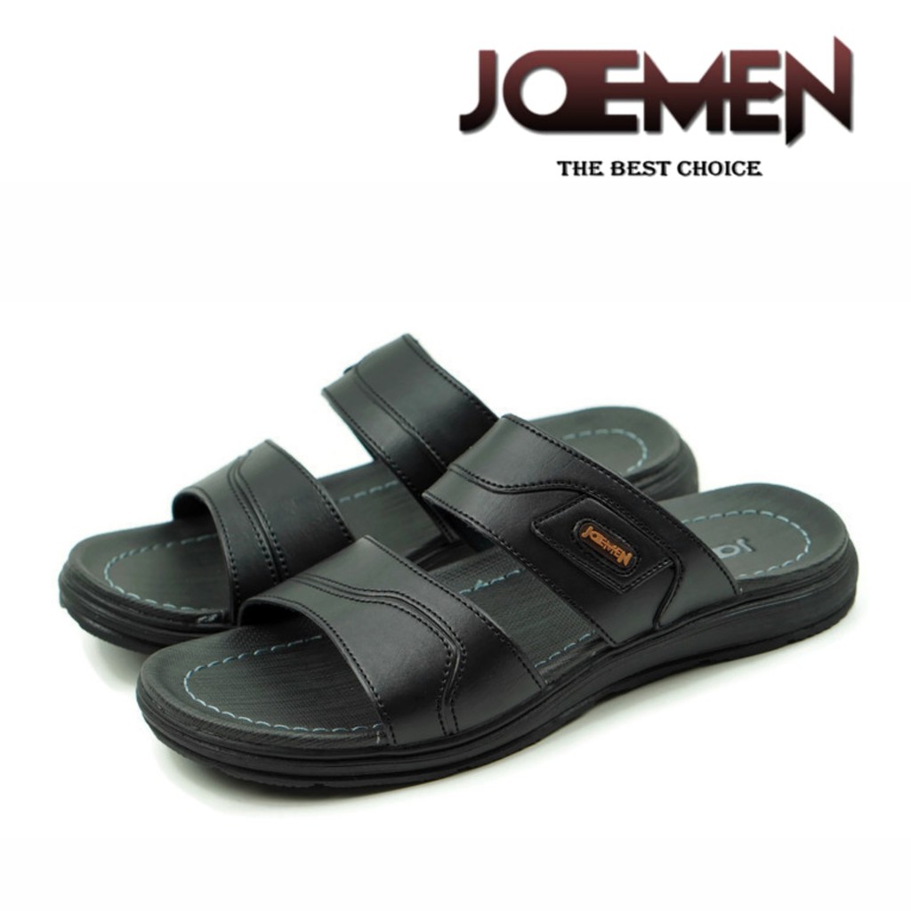 Joemen Sandal Pria Kulit Joemen S 06 Original Pria Sandal Slop Import-Hitam