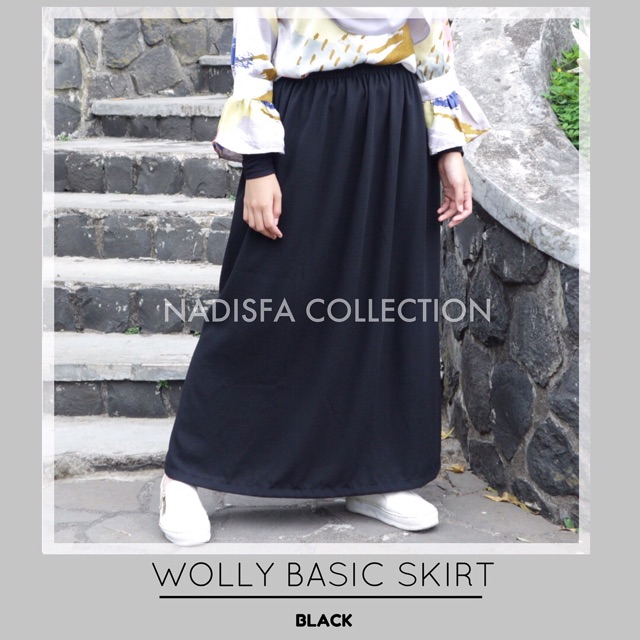 WOLLY BASIC SKIRT  ROK PANJANG SIMPEL KAMPUS  ROK KANTOR