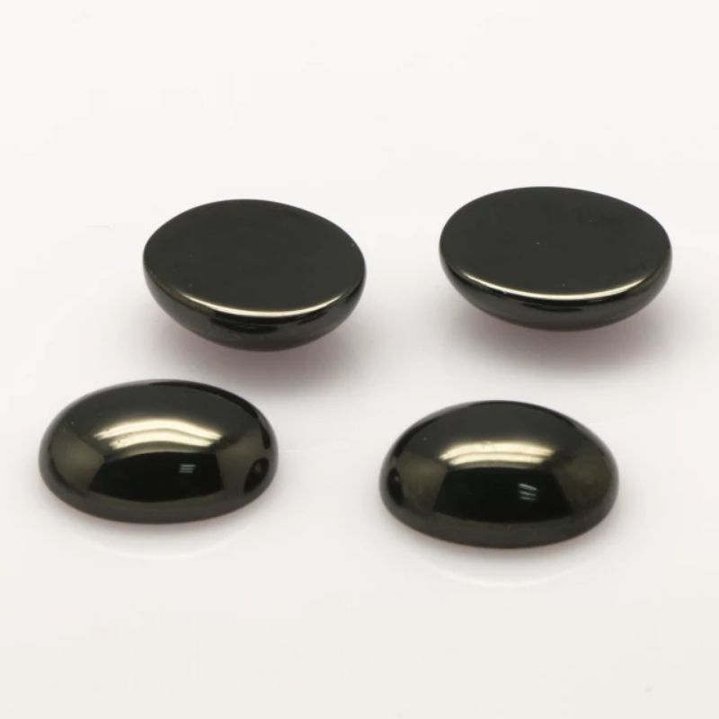 10x8mm Black Grey Cubic Zirconia Cabochon Permata Hitam Oval Perbutir