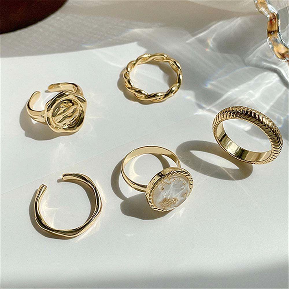 Needway Wanita Jari Cincin 5pcs /Set Temperamen Anniversary Cincin Gadis Retro Lady Jari Telunjuk Rings