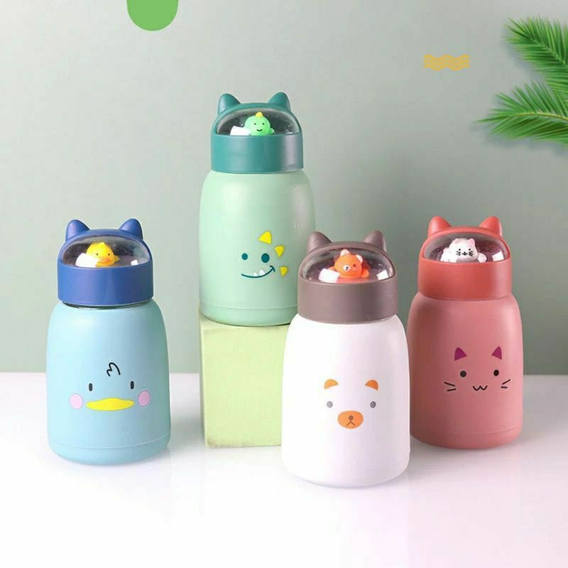 KD1 BOTOL MINUM ANAK KACA FACE CAT / TEMPAT MINUM ANAK KARAKTER 360ML / BOTOL MINUM VIRAL / BOTOL MINUM MURAH