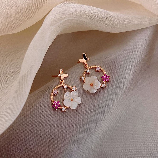 anting kupu - kupu bunga butterfly flower earrings (3G4) jan272