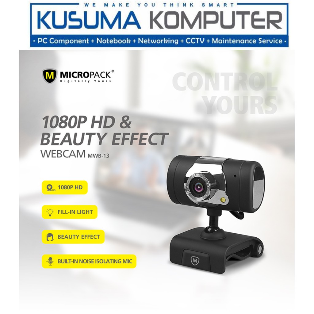 Micropack Webcam MWB-13 1080P Built in Mic &amp; Beauty Effect for PC, Laptop