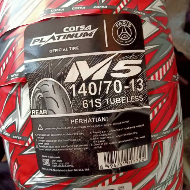 Corsa Platinum M5 uk. 140/70 - 13. Ban belakang Yamaha NMAX