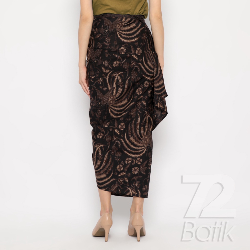 ROK BATIK SPAN Skirt Lilit Kebaya Instan Modern Wanita Motif Phoenix Warna Hitam 721741 Cap 72