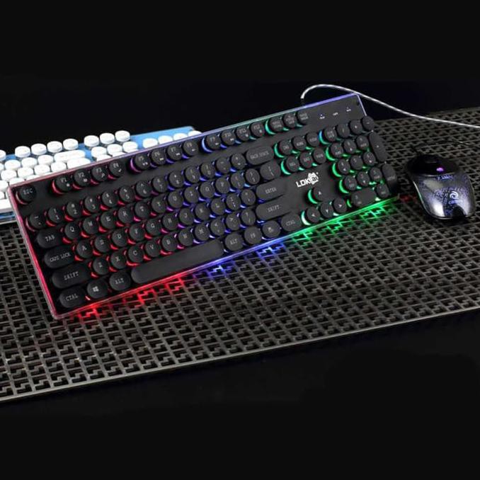 Paket Murah Gaming Keyboard Retro Punk Semi Mechanical + Mouse LDKAI