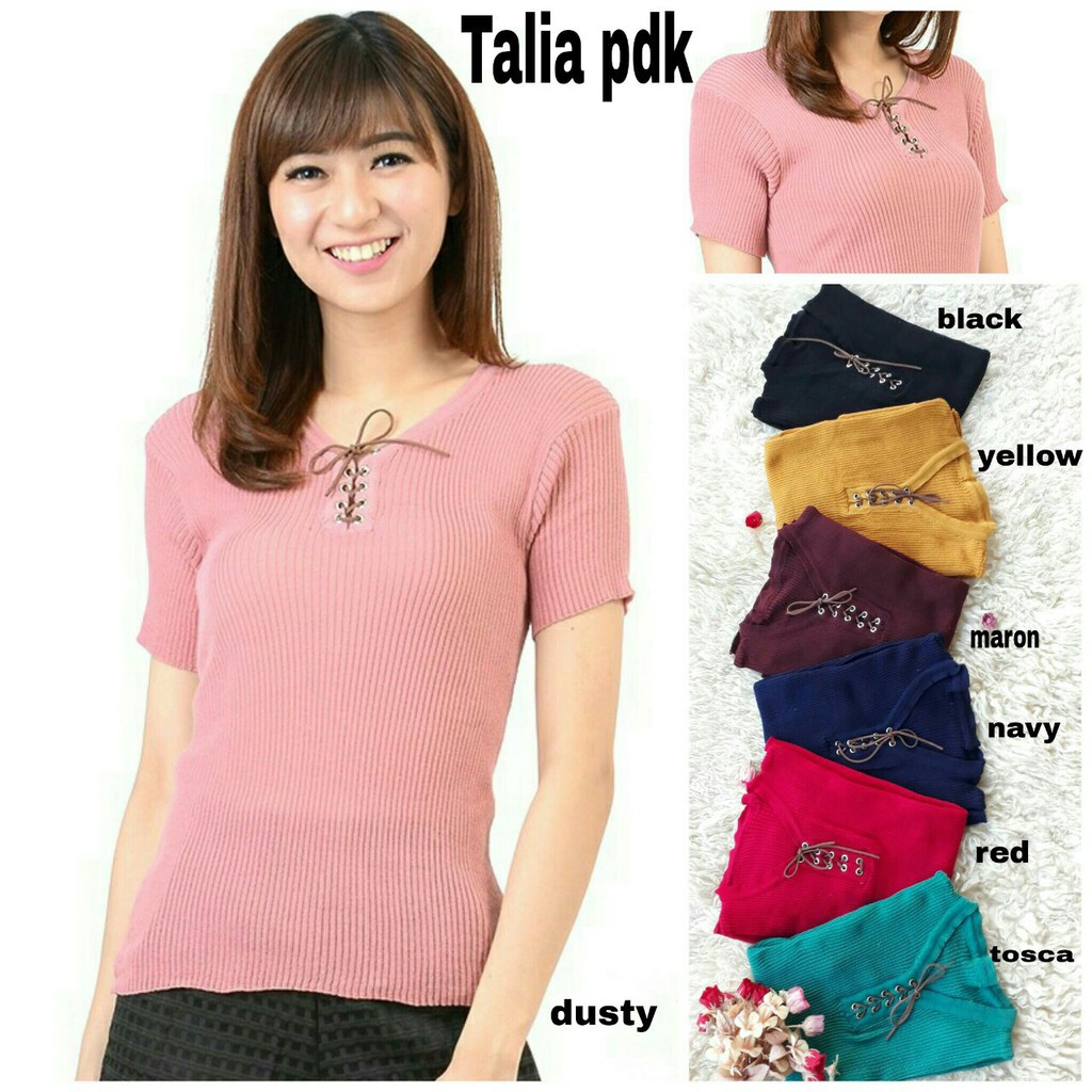 QF- BLOUSE RAJUT TALI/ LENGAN PENDEK/ TERLARIS