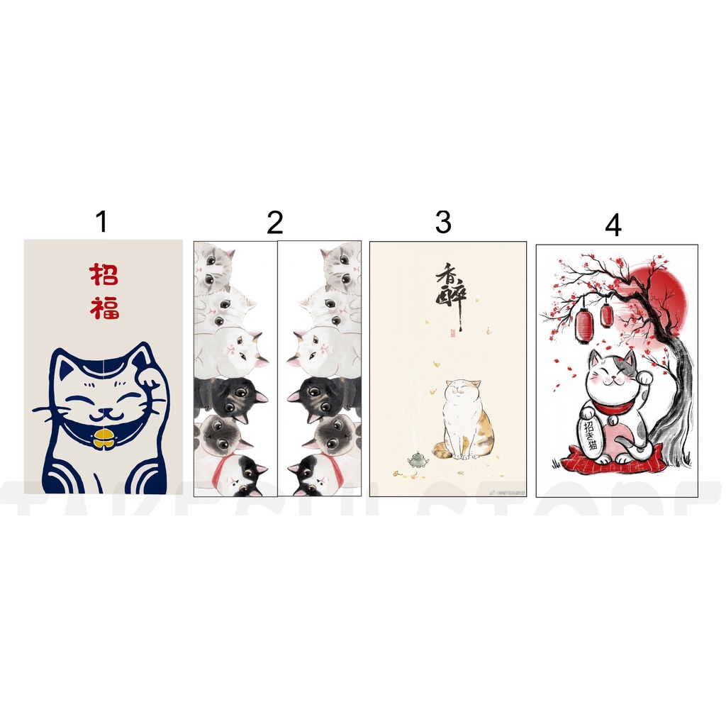 NOREN TIRAI KEDAI JEPANG MOTIF PRINTING KUCING ( LUCKY CAT) BISA REQUEST