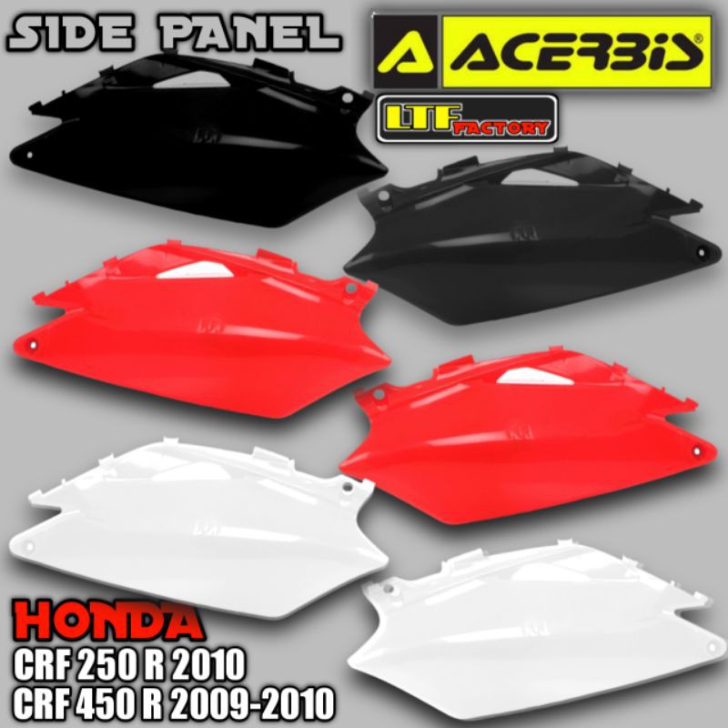 HONDA CRF 250 450 R 2009 2010 - ACERBIS Side Panel Cover Body Samping Sayap Belakang Set Trail Motocross Original - Merah Putih Hitam