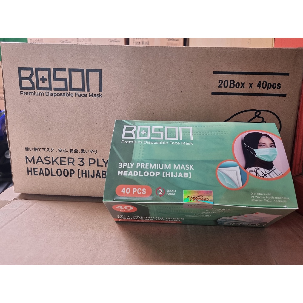 Masker Boson Surgical Medis Premium Hijab Bahan Soft