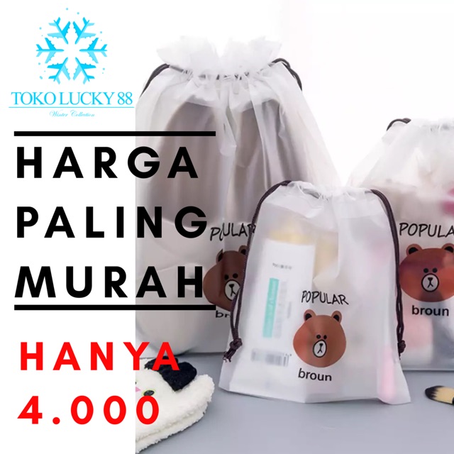 Tas Pouch Serut Broun Anti Air Organizer Bag Serbaguna Waterproff