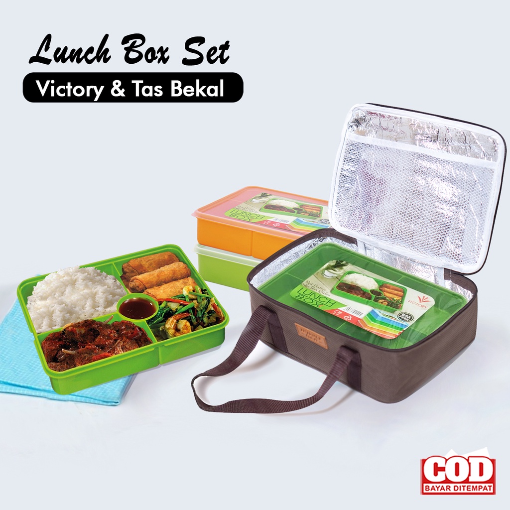 Kombo set lunch box tas bekal jumbo kotak makan besar set kotak makan dan tas bekal jumbo polos anti air