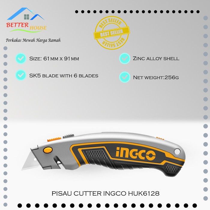 

Pisau Cutter Multifungsi INGCO HUK6128 YOG