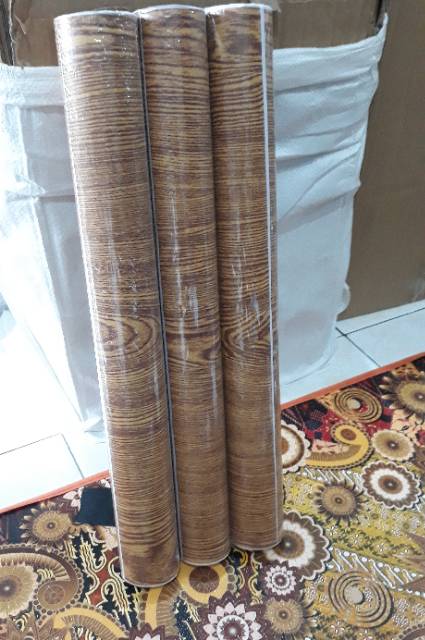 WALLPAPER DINDING MOTIF TRIPLEK COKLAT MUDA 10m x 45cm