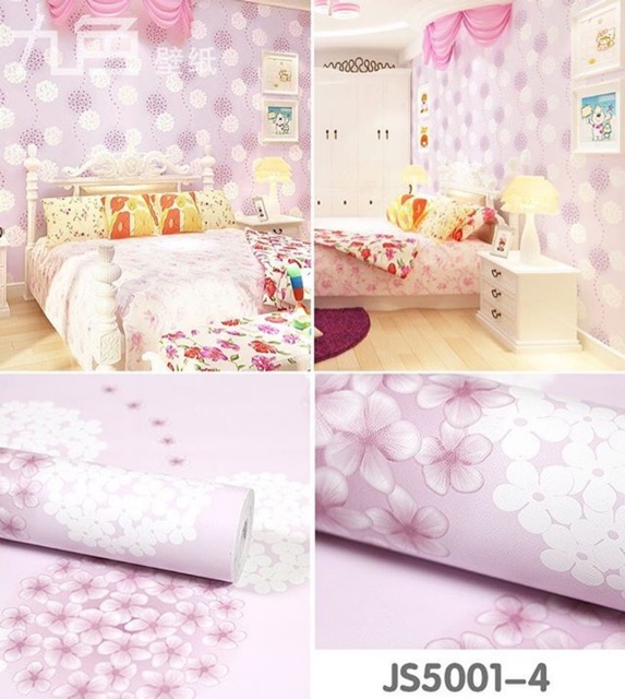 Wallpaper Dinding / Wallpaper Sticker Dandeleon Pink Besar