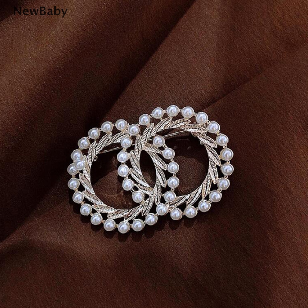 Newbaby Bros Pin Enamel Desain Lingkaran Ganda Hias Mutiara Imitasi Warna Warni Untuk Wanita