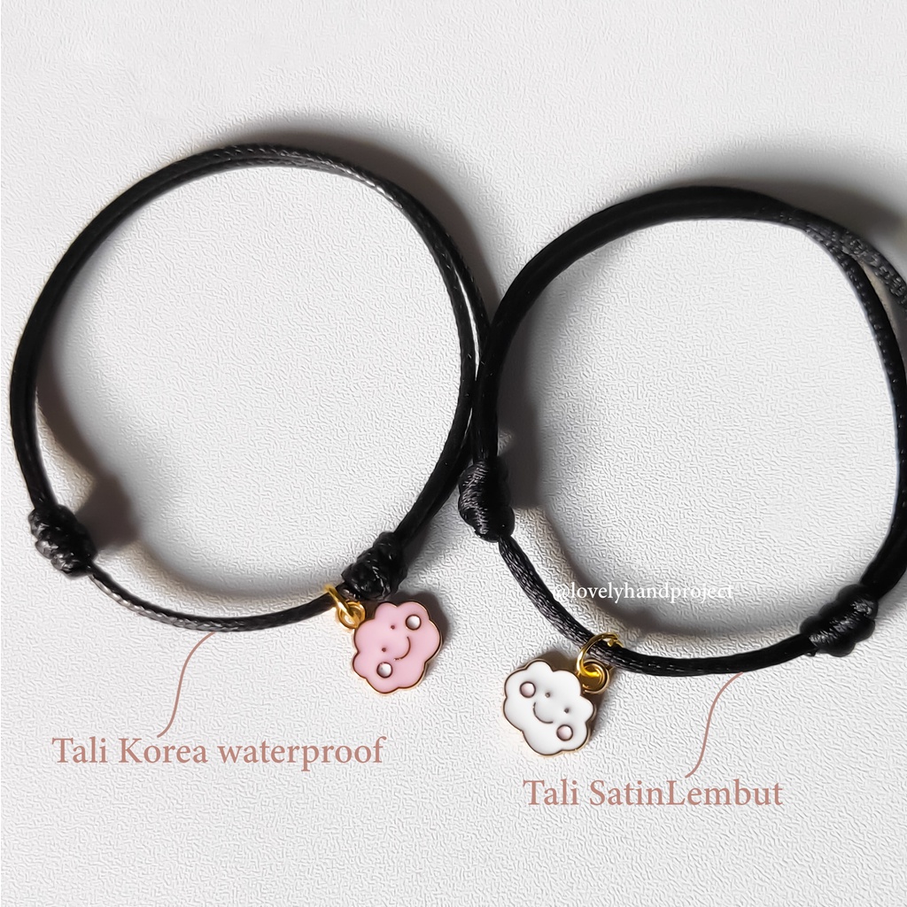 Gelang Sahabat Karaketer Awan Lucu Liontin Simple Tali Waterproof dan Lembut Tiga Pilihan Warna Couple Bestie Charm Enamel Epoxy