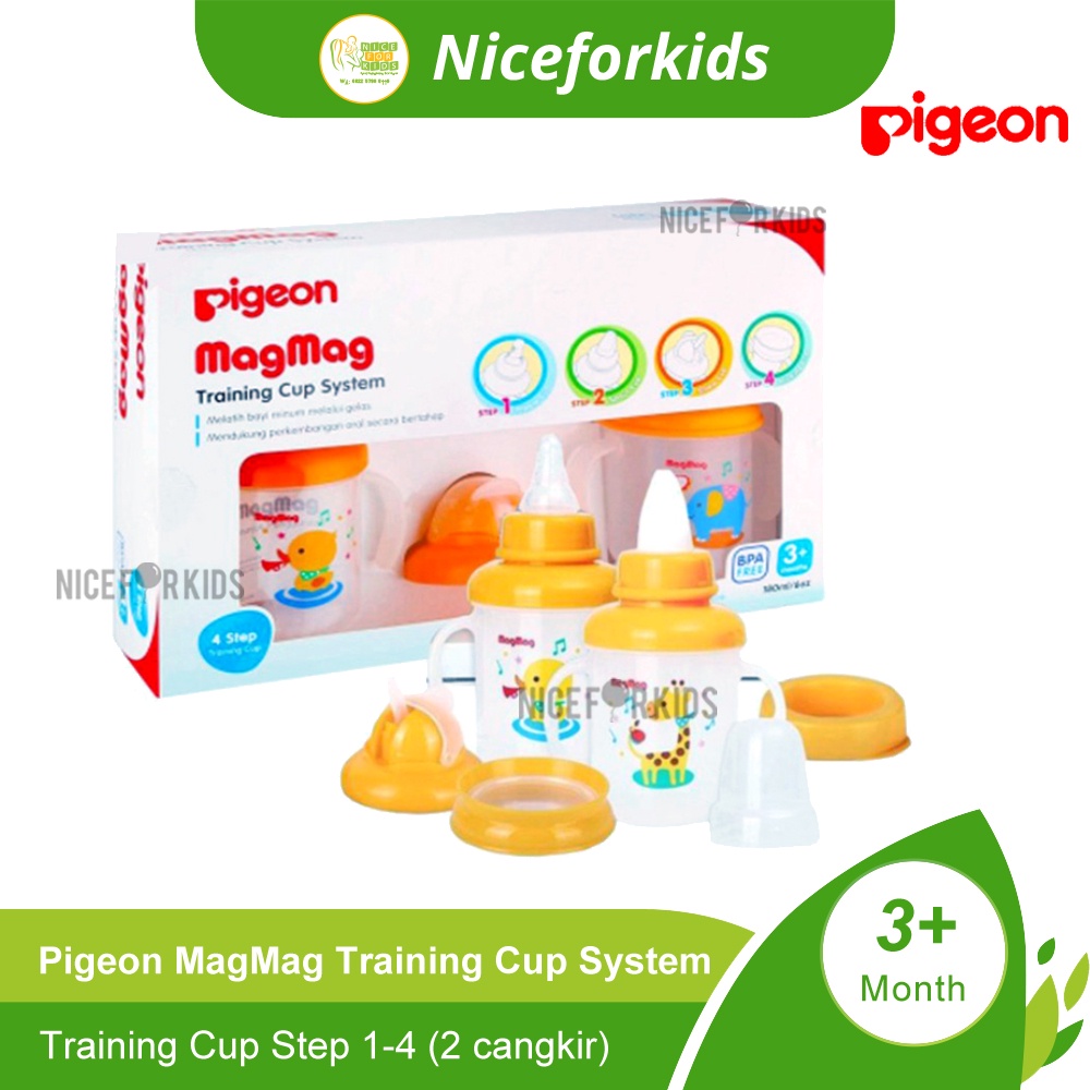 Pigeon Mag Mag Training Cup Isi 2 All In One Set Gelas Cangkir Botol Minum Bayi