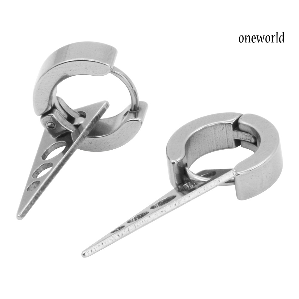 OW@ Fashion Women Men Cool Punk Stainless Steel Spike Ear Studs Huggie Earrings