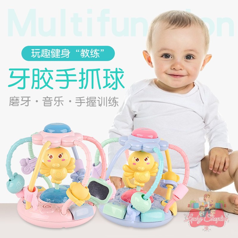 [BIG SALE] Mainan bayi rattle teether music dan lampu /mainan bola rattle musik dan lampu