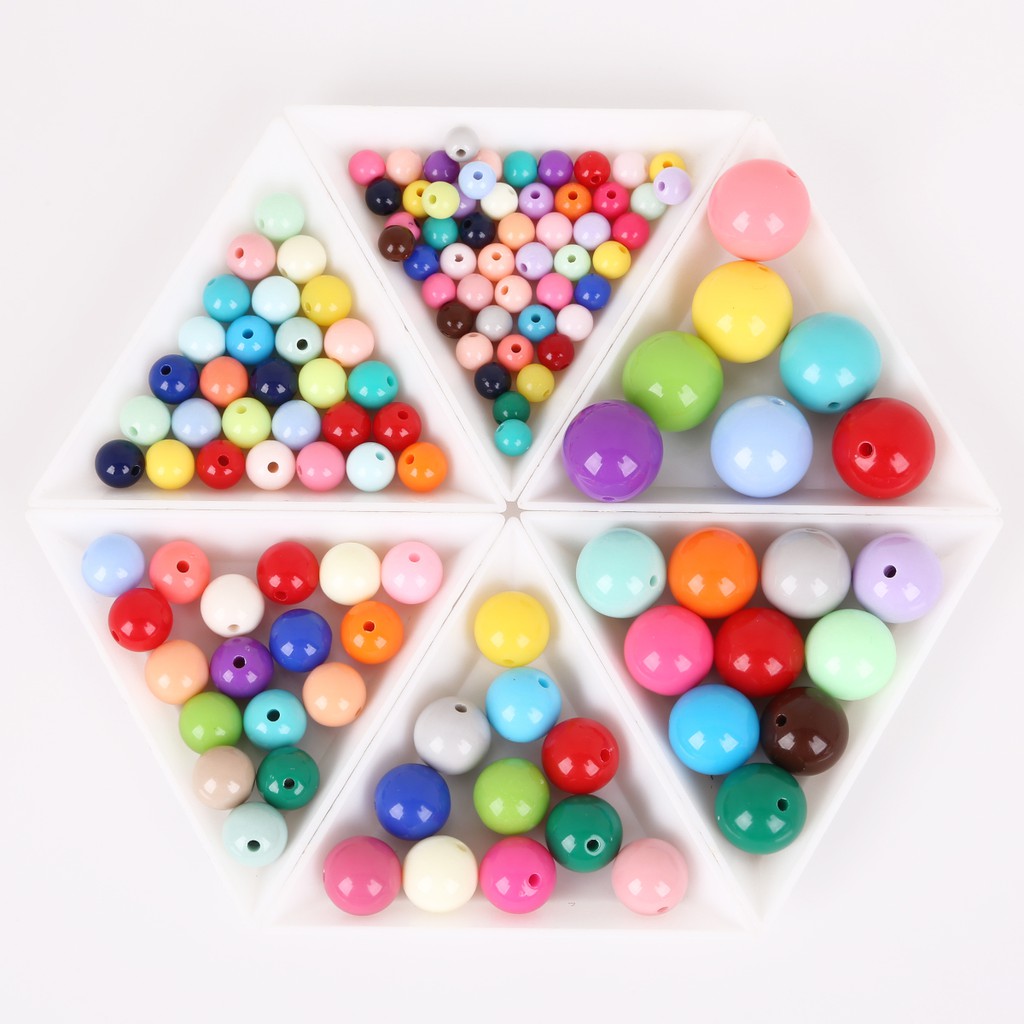 6mm 8mm 100pcs -200pcs Manik-Manik Bulat Longgar Bahan Akrilik Warna-Warni Ukuran Untuk Pria Dan Wanita