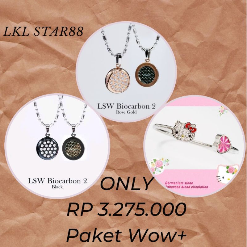 Paket LSW Biocarbon 2 Rose Gold + LSW Biocarbon 2 Black + Bangle Hello Kitty ORIGINAL MCI