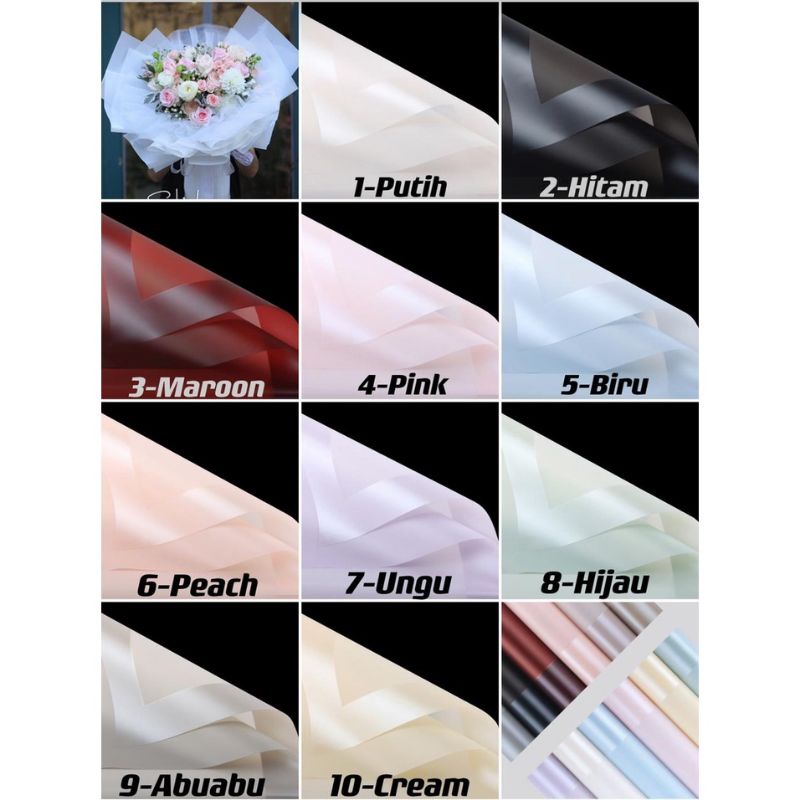 

5 Lembar Kertas buket pastel cellophane polos list besar