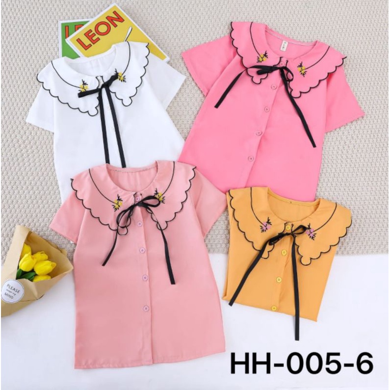 Adyakids (5-9th) Atasan kemeja lengan pendek anak perempuan import / Atasan Blouse anak cewek import
