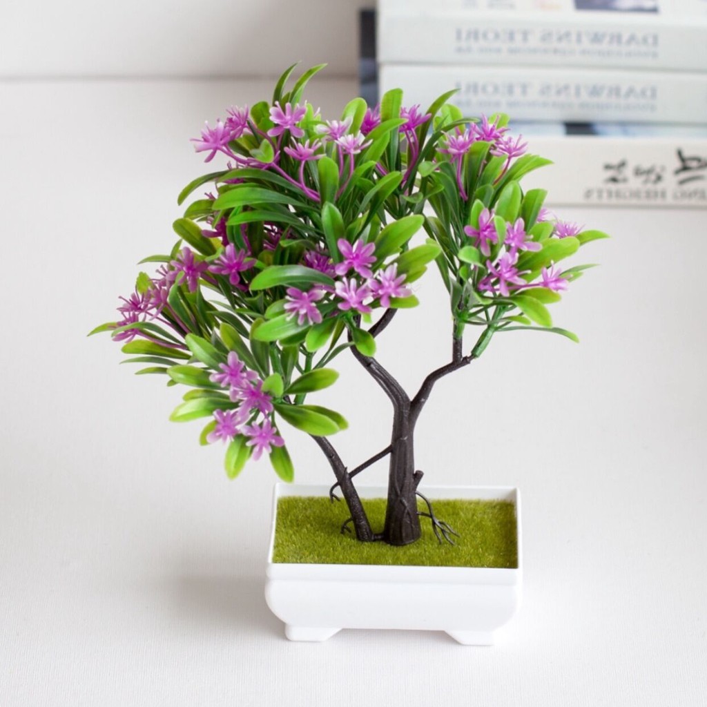 AM354 Bunga plastik / pajangan bunga Artificial / 4warna  Vas Petak-Ungu