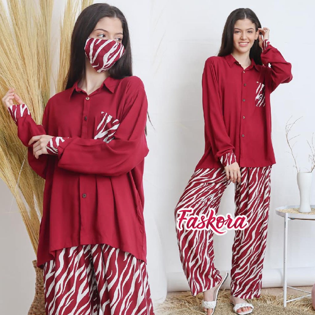 Pajamas Katun Rayon Set Jumbo Lengan Panjang Candy / Setelan Lengan Panjang Wanita Jumbo Tie dye