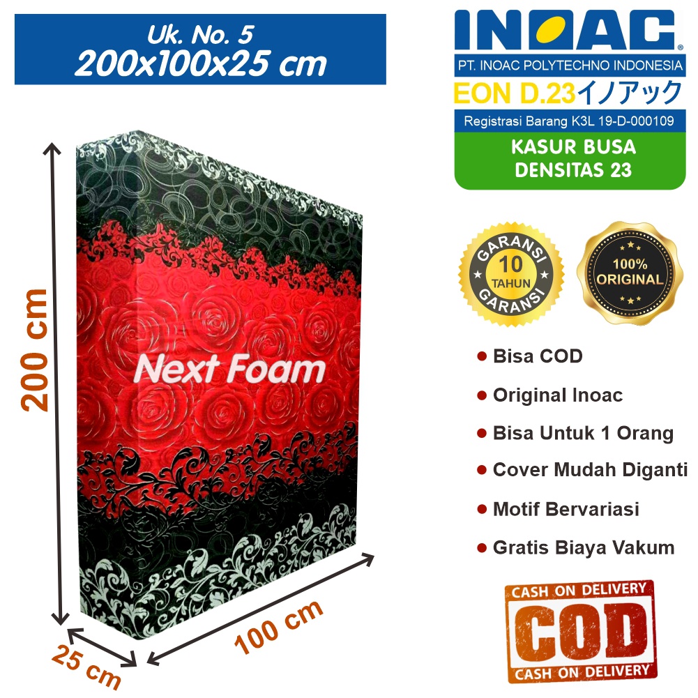 Kasur Busa Inoac Ukuran No 5 200x100x25 cm Tebal 25 cm EON D23 ORIGINAL INOAC Garansi 10 Tahun Asli