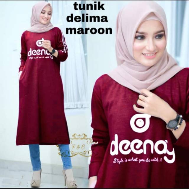 Tunik Delima, tunik, tunik muslim, tunik modis, tunik casual, tunik murah, Bahan babyterry, kekinian