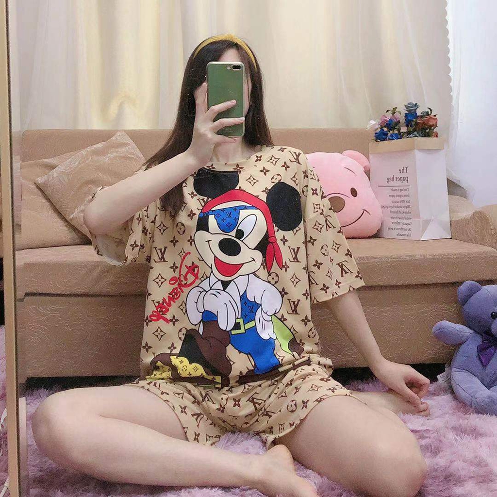 CP &amp; HP OVERSIZE /Piyama /Baju Tidur Dewasa CP &amp; HP /Bahan SPANDEK Import motif MICKEY